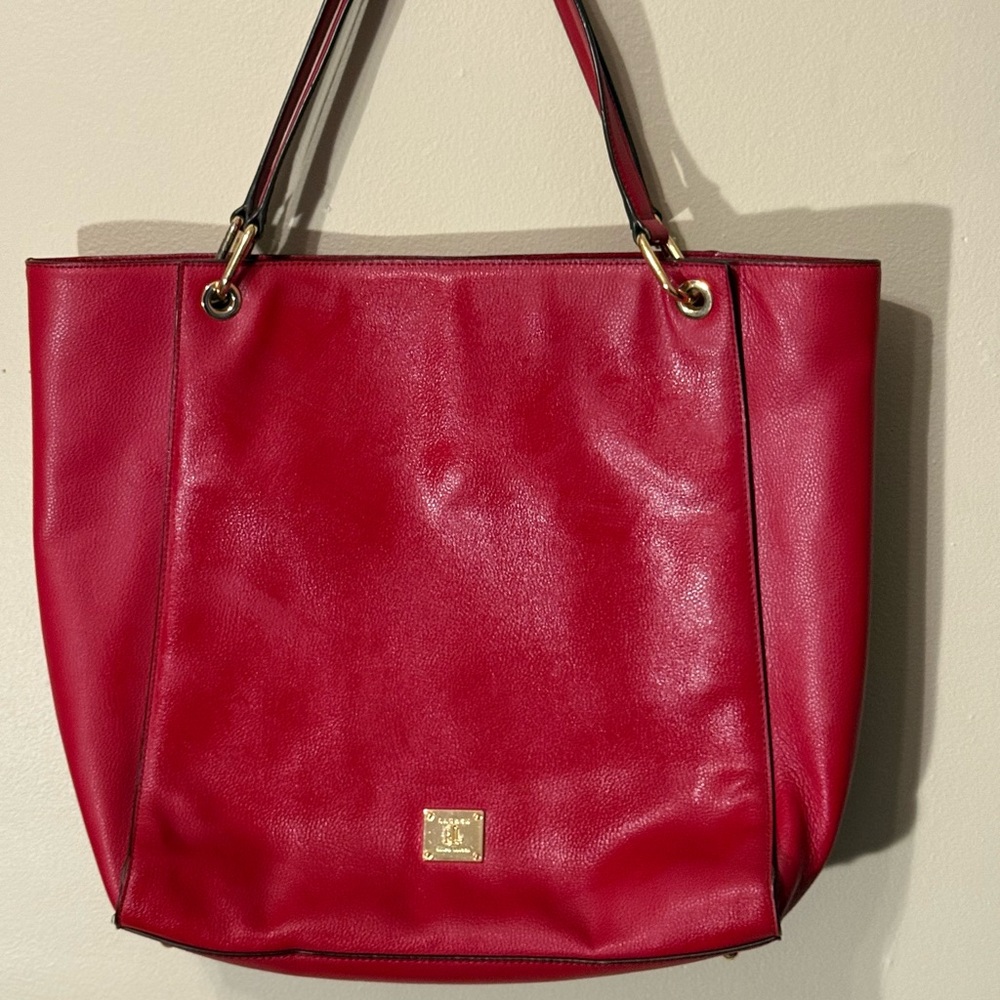 Lauren Ralph Lauren Red Leather Tote Bag